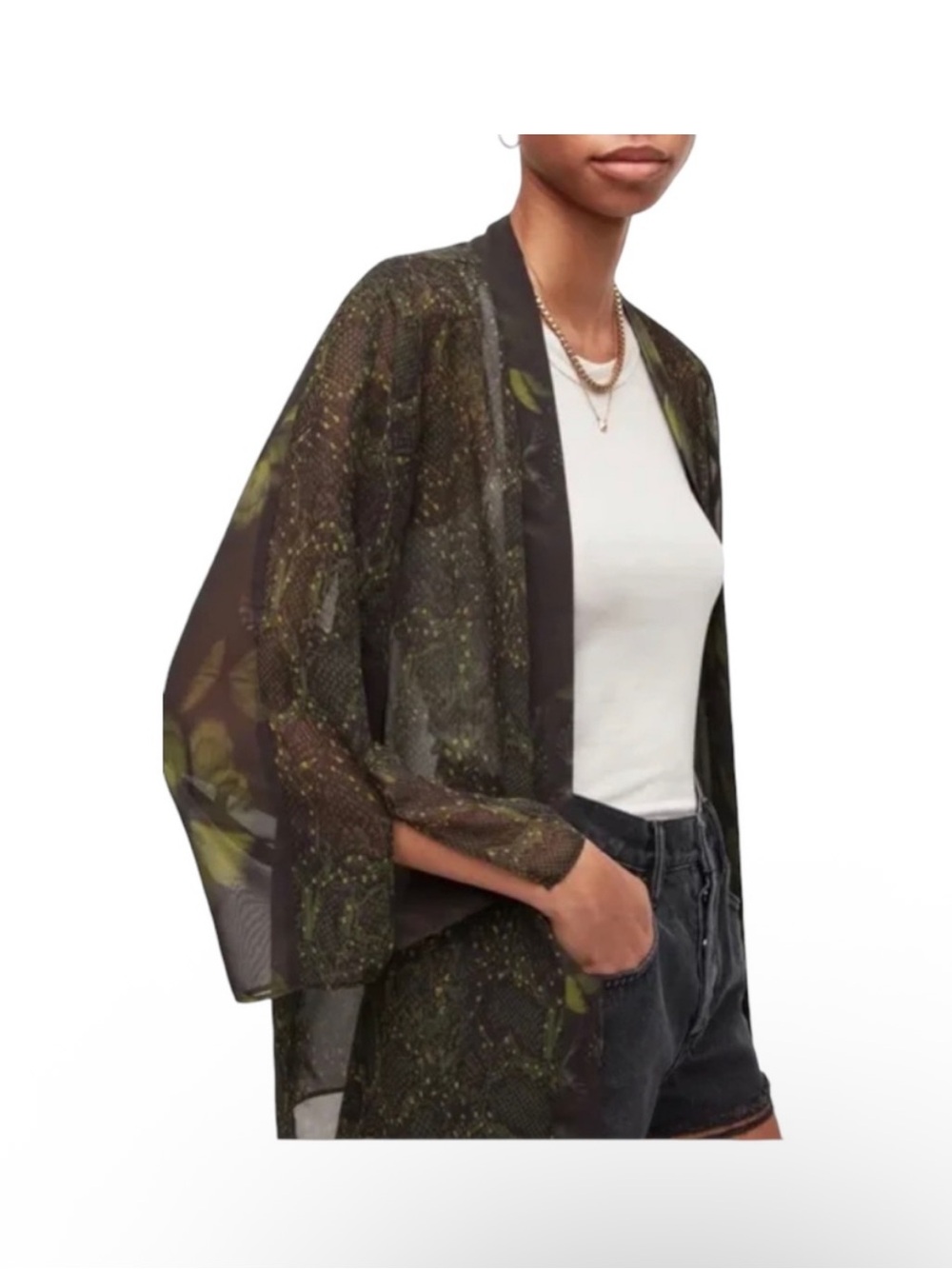 All Saints Casi Ceres Kimono in Sycamore Green